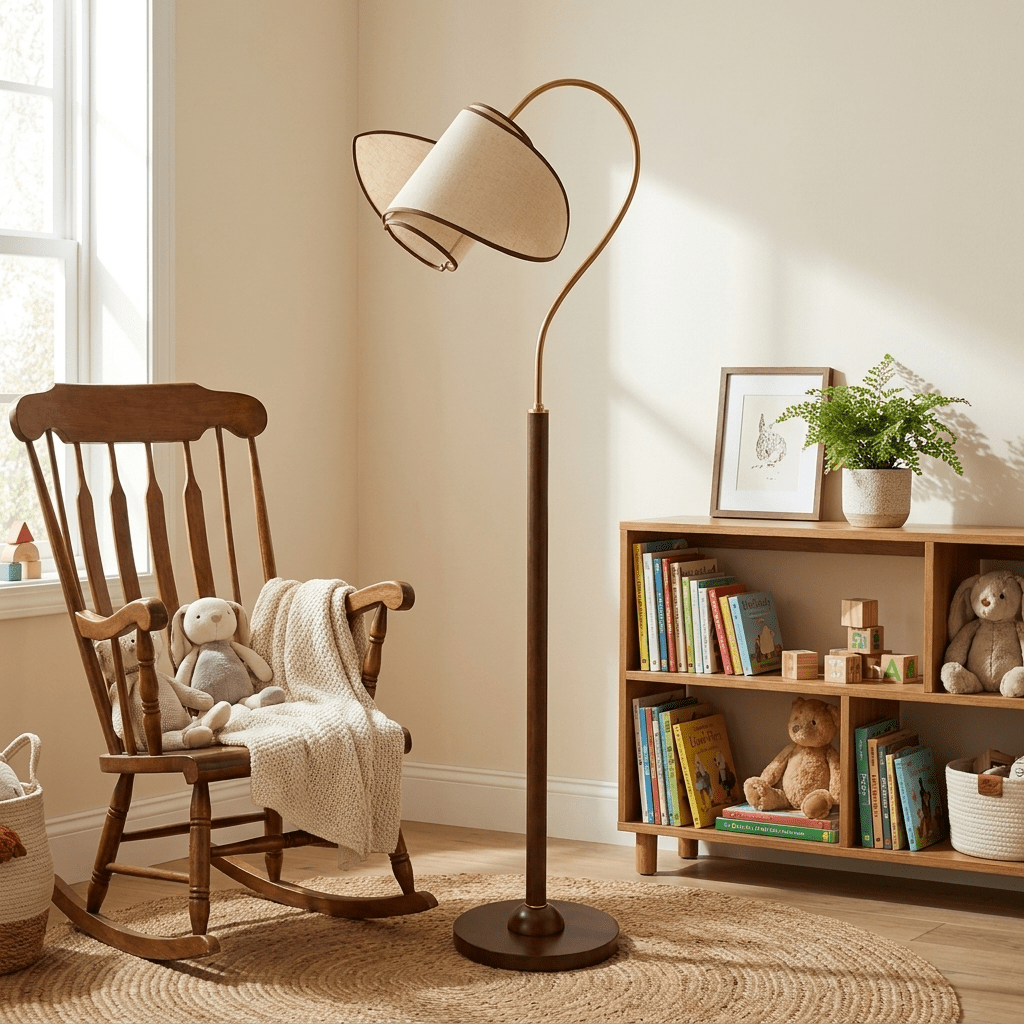 Corvienne Stehleuchte mit gebogenem Hals & & Beige