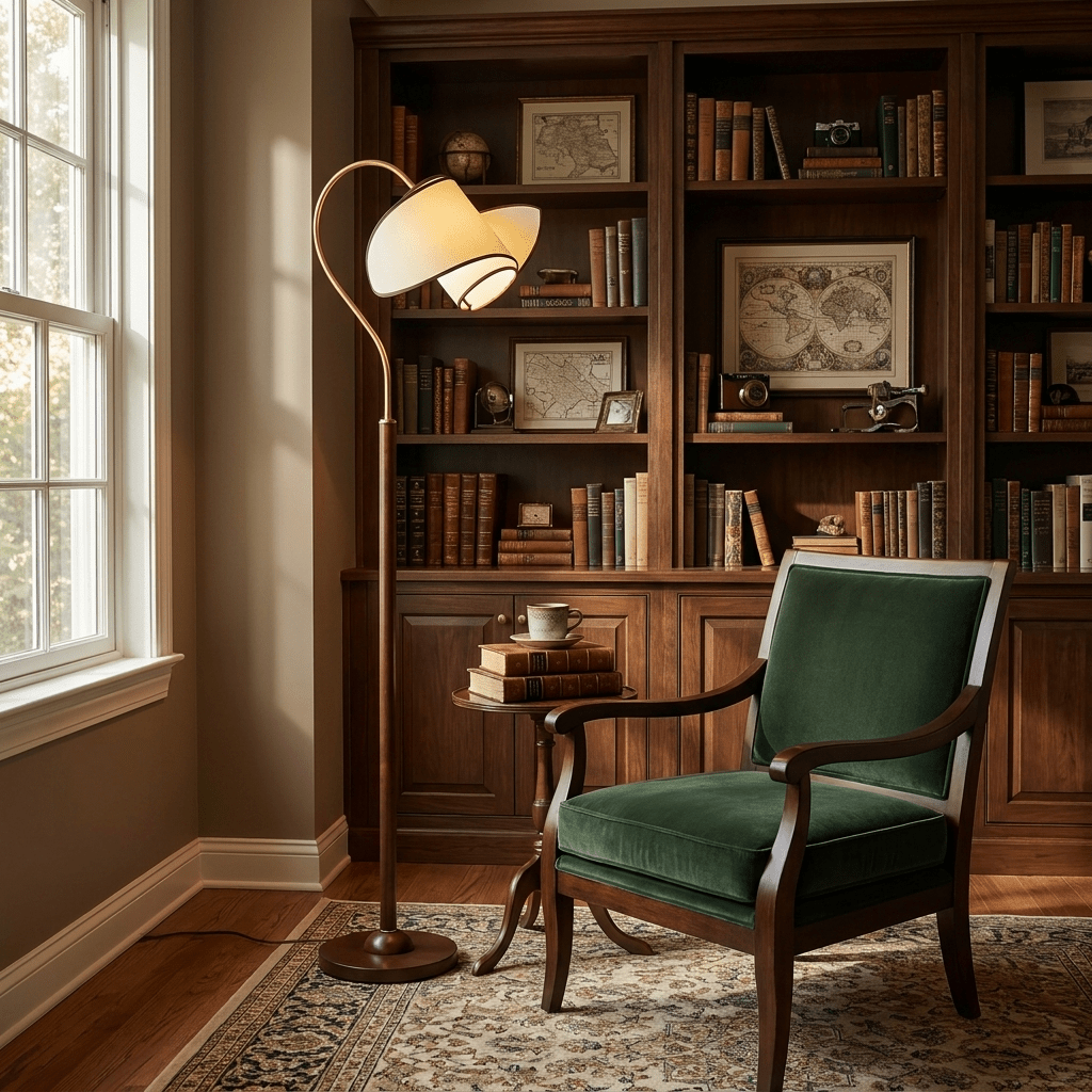 Corvienne Stehleuchte mit gebogenem Hals & & Beige