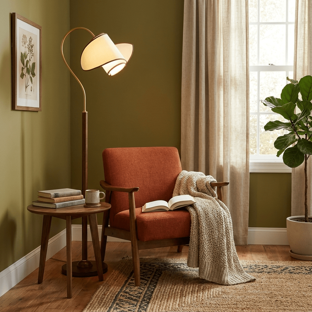 Corvienne Stehleuchte mit gebogenem Hals & & Beige