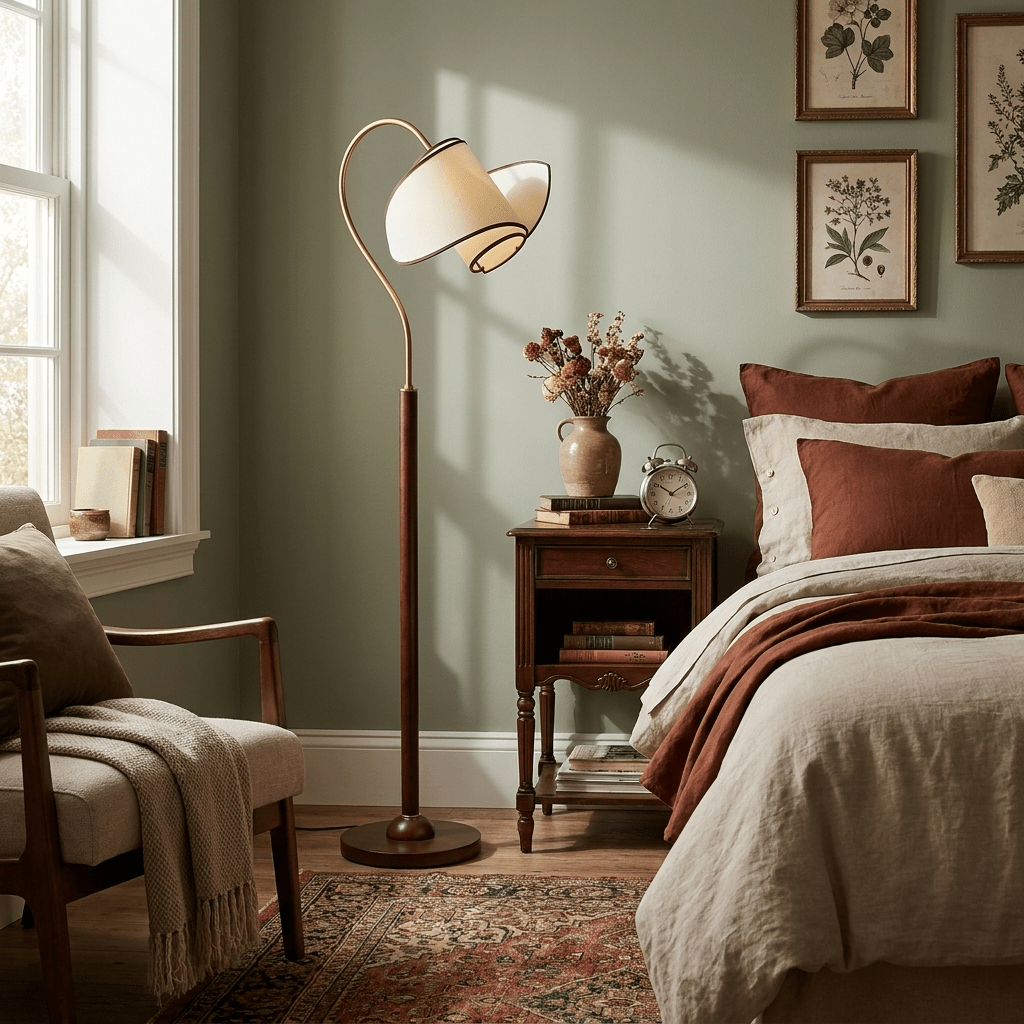 Corvienne Stehleuchte mit gebogenem Hals & & Beige