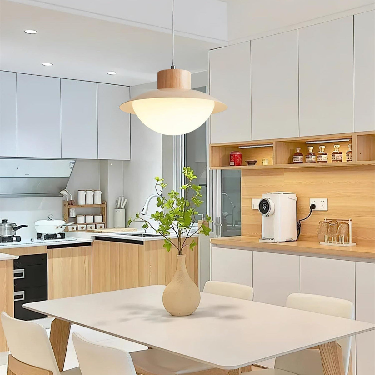 Milk Pendelleuchte Holz  Esstisch