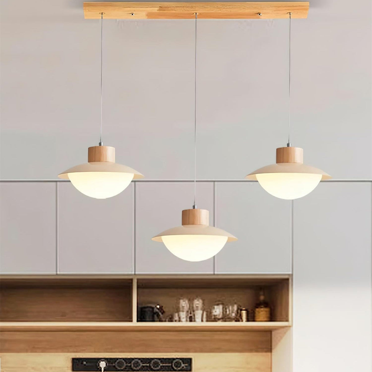 Milk Pendelleuchte Holz  Esstisch