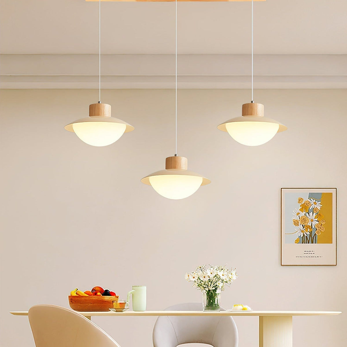 Milk Pendelleuchte Holz  Esstisch