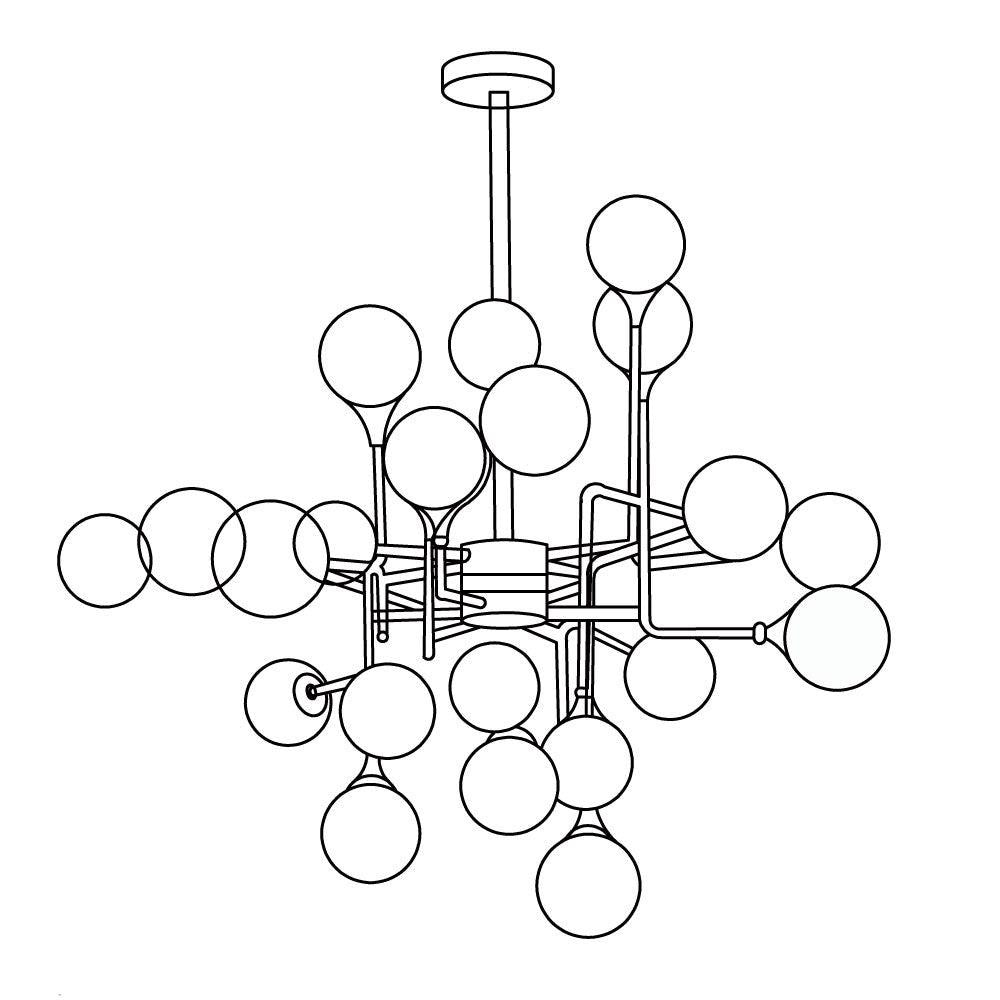 Wasgt Kronleuchter Stilnovo Messing Schwarz Glas