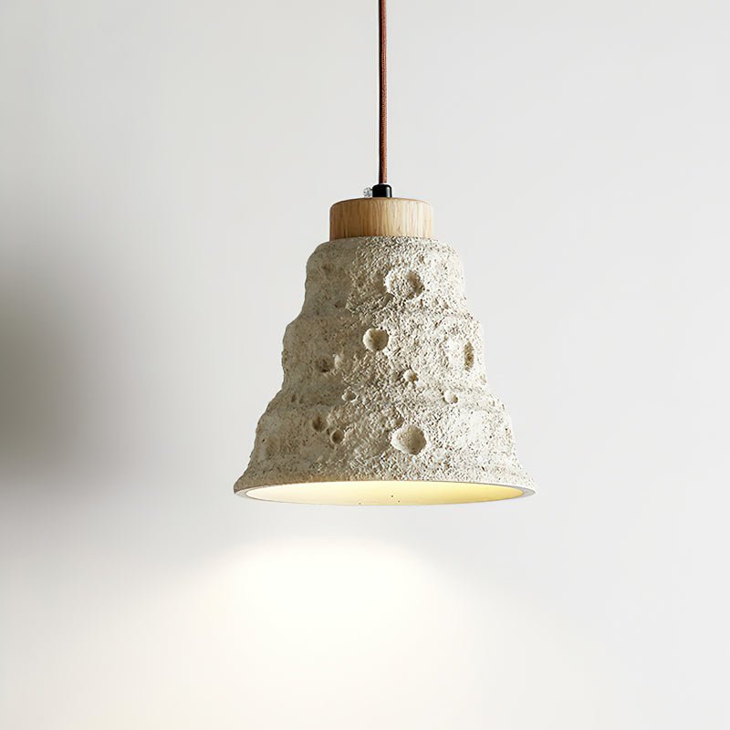 Ilphaeth skandinavisch Art Bell Pendelleuchte aus Holz und Stein