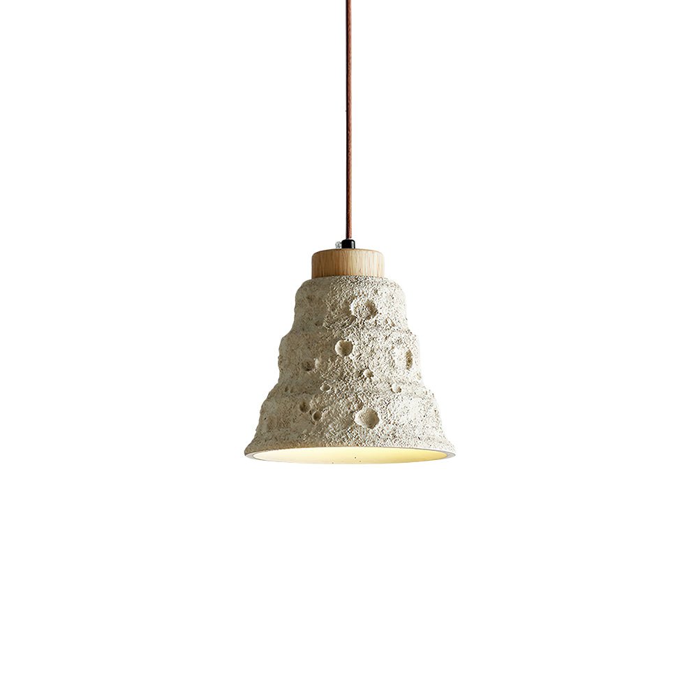 Ilphaeth skandinavisch Art Bell Pendelleuchte aus Holz und Stein