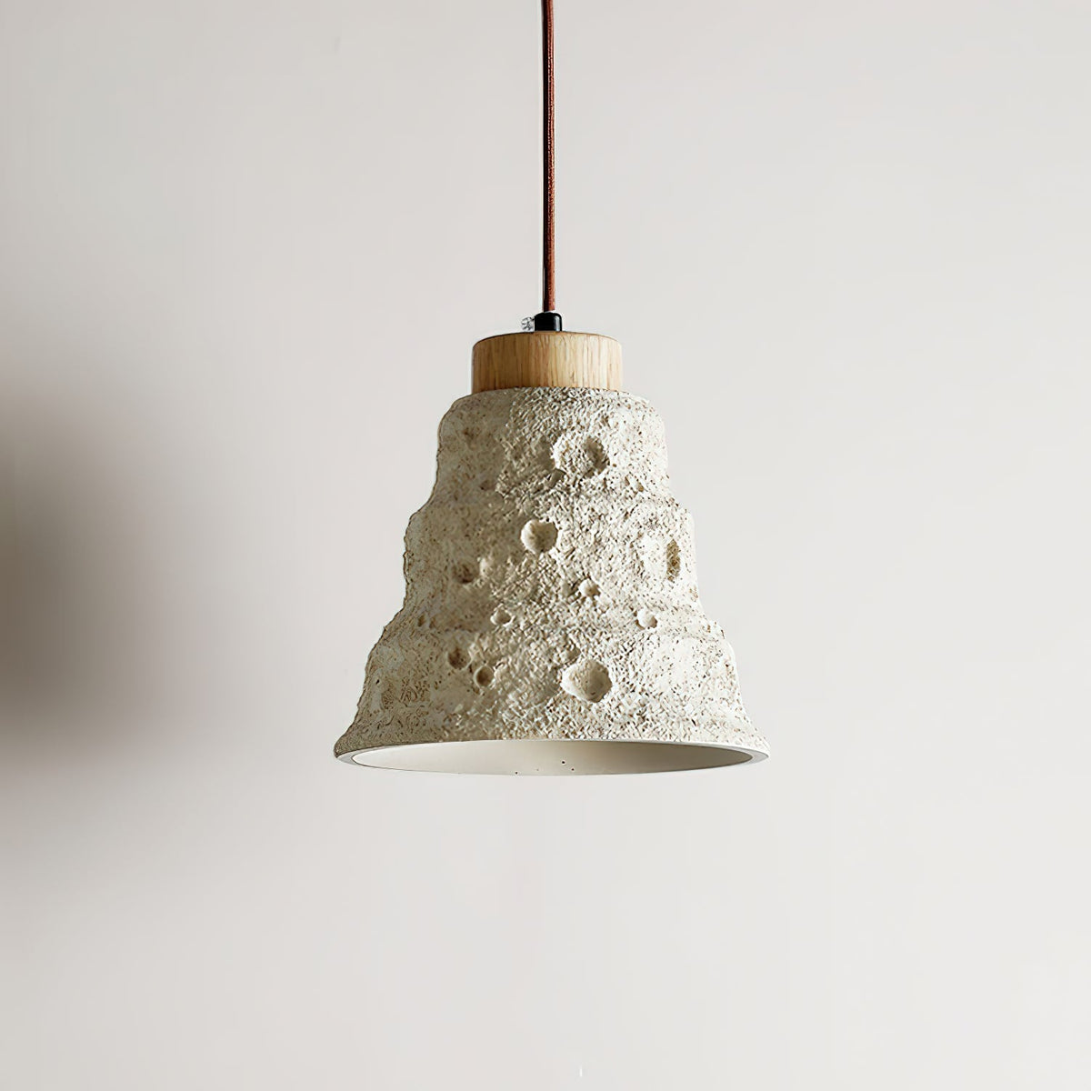 Ilphaeth skandinavisch Art Bell Pendelleuchte aus Holz und Stein