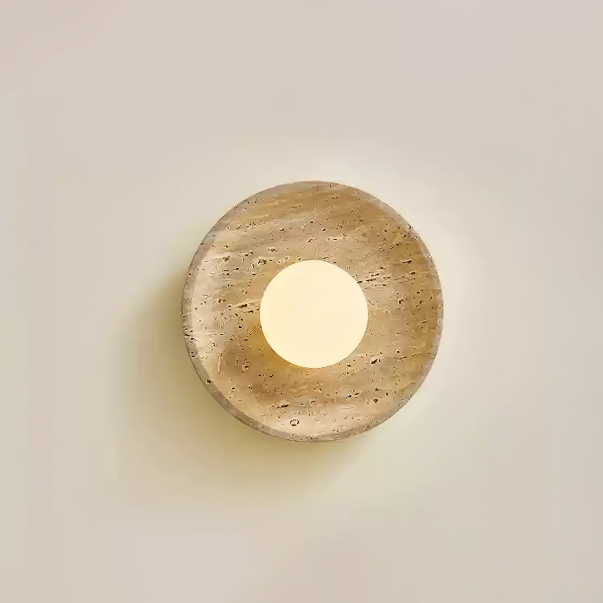 Tavik Bowl-Frame Travertine Wandleuchte