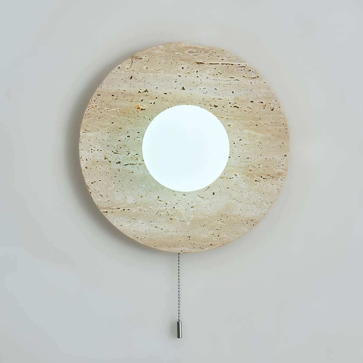 Tavik Bowl-Frame Travertine Wandleuchte