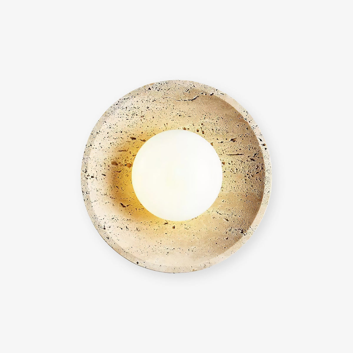 Tavik Bowl-Frame Travertine Wandleuchte