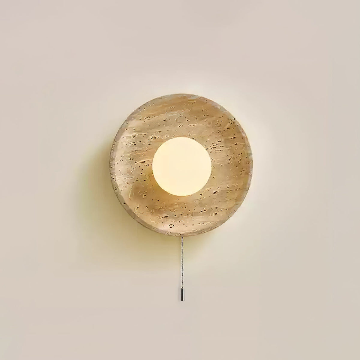 Tavik Bowl-Frame Travertine Wandleuchte