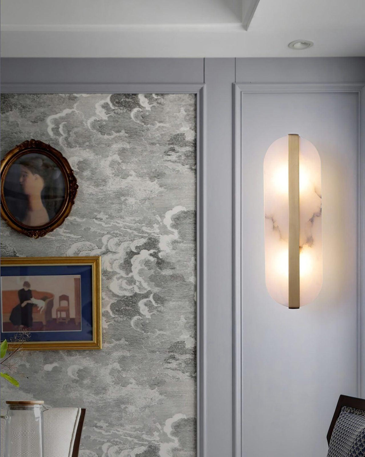 Calura Alabaster Doppellicht-Wandleuchte