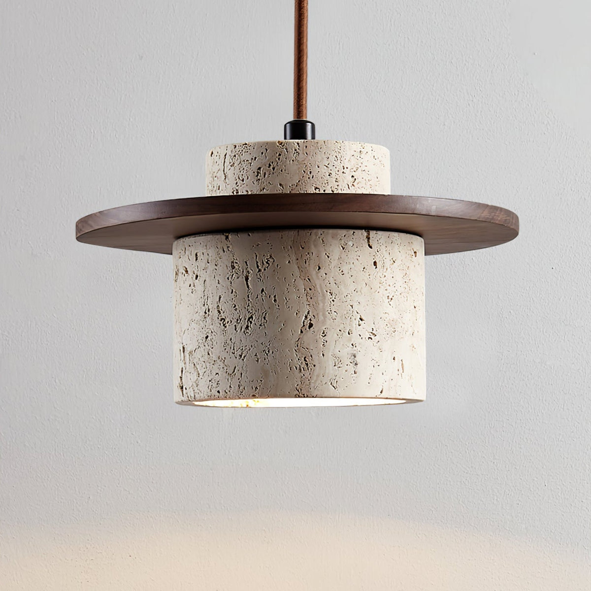 Valerelle Disc Cylinder Travertine Pendelleuchte