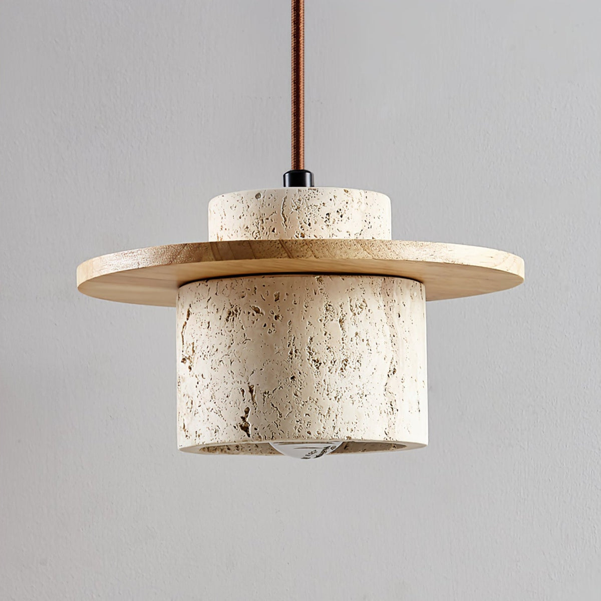 Valerelle Disc Cylinder Travertine Pendelleuchte