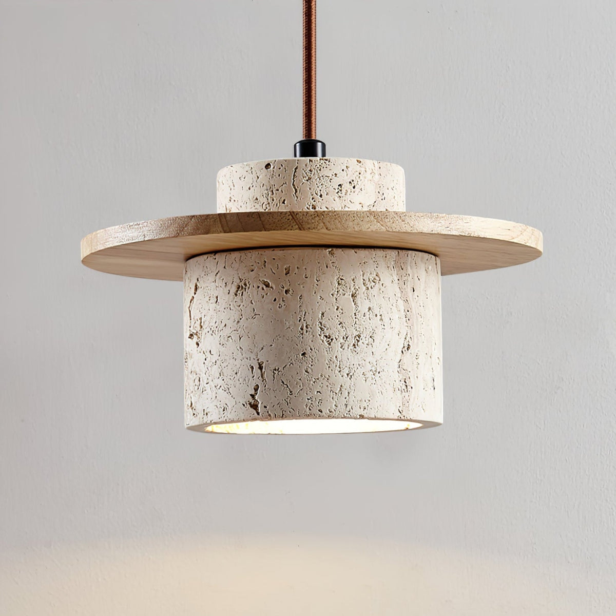 Valerelle Disc Cylinder Travertine Pendelleuchte
