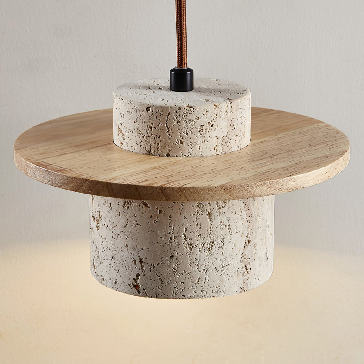 Valerelle Disc Cylinder Travertine Pendelleuchte