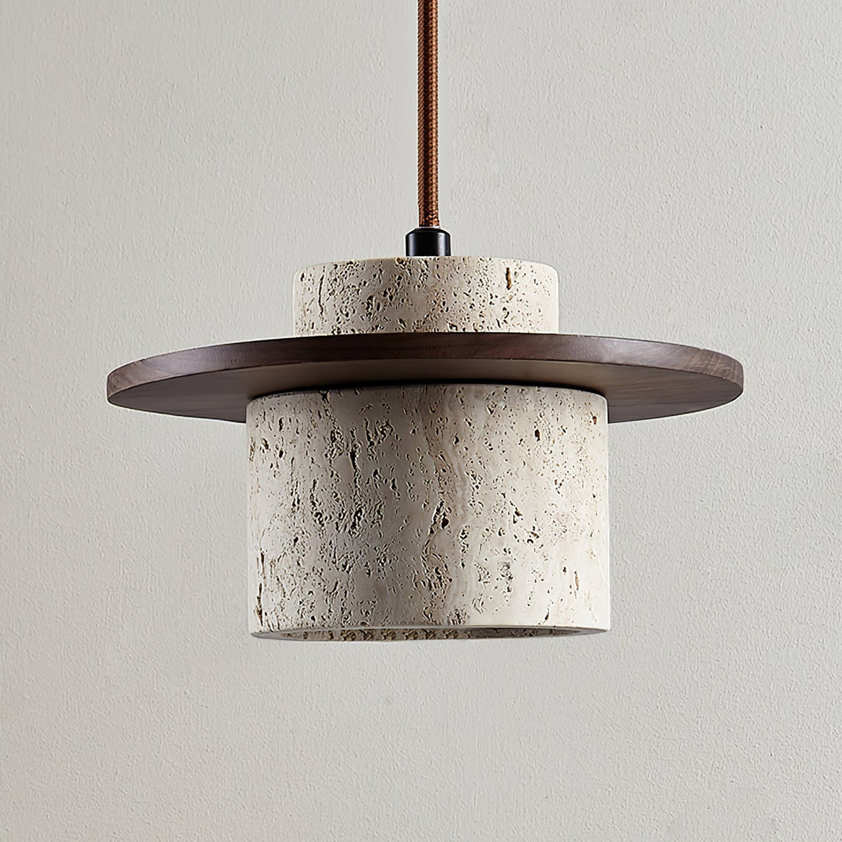 Valerelle Disc Cylinder Travertine Pendelleuchte