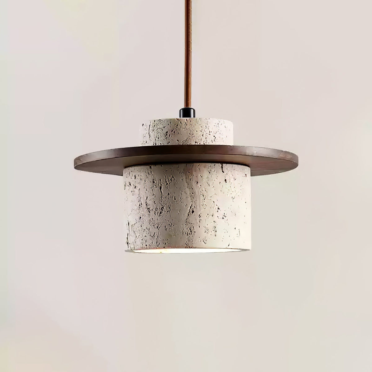 Valerelle Disc Cylinder Travertine Pendelleuchte