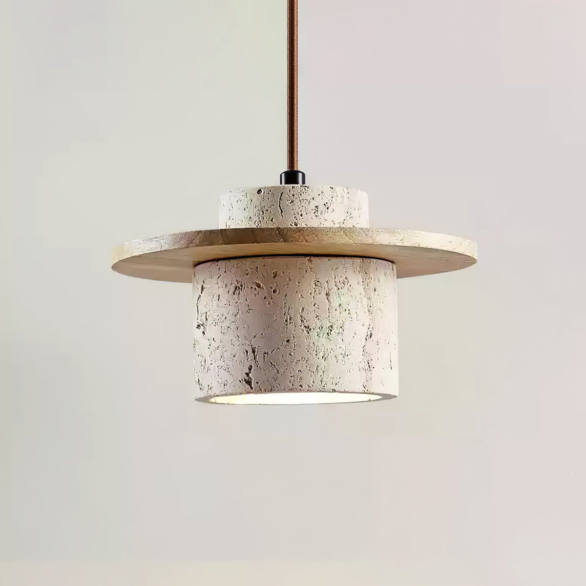 Valerelle Disc Cylinder Travertine Pendelleuchte