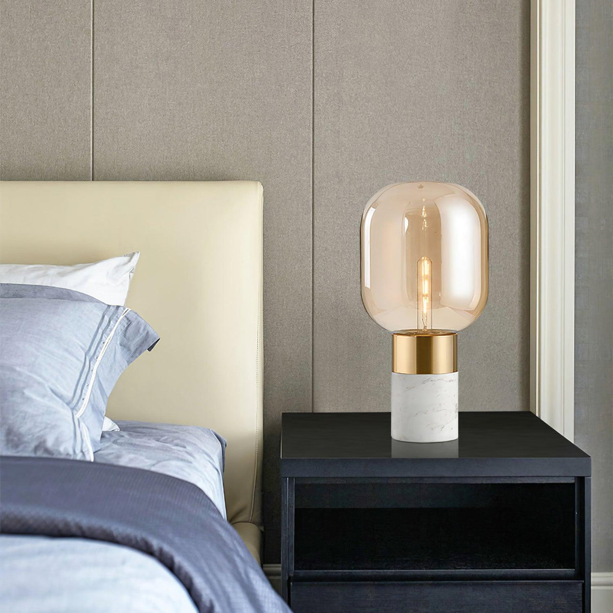 Aurdoren Minimalistische Tischleuchte aus Marmor mit Glas