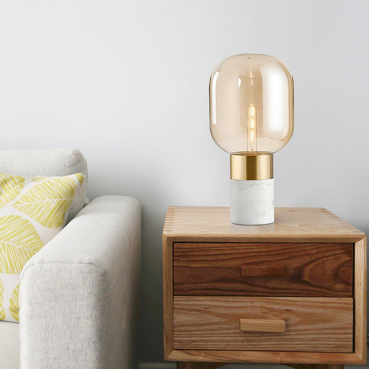Aurdoren Minimalistische Tischleuchte aus Marmor mit Glas