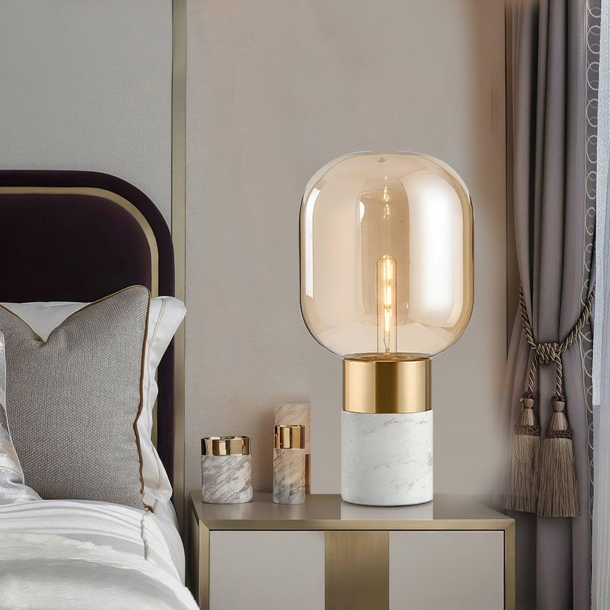 Aurdoren Minimalistische Tischleuchte aus Marmor mit Glas