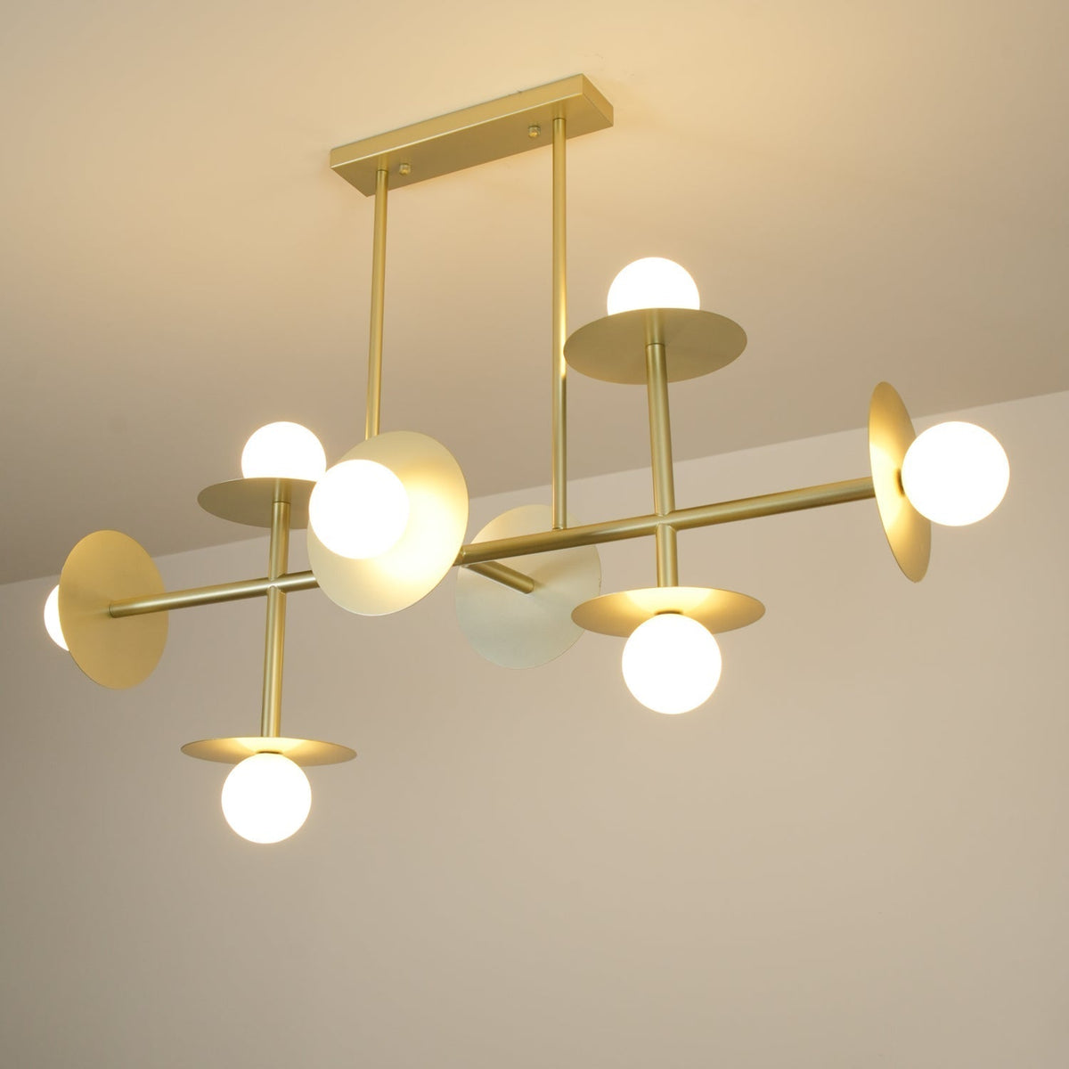 Celiissa Strada Kronleuchter aus Messing und Glas in geometrischer Form
