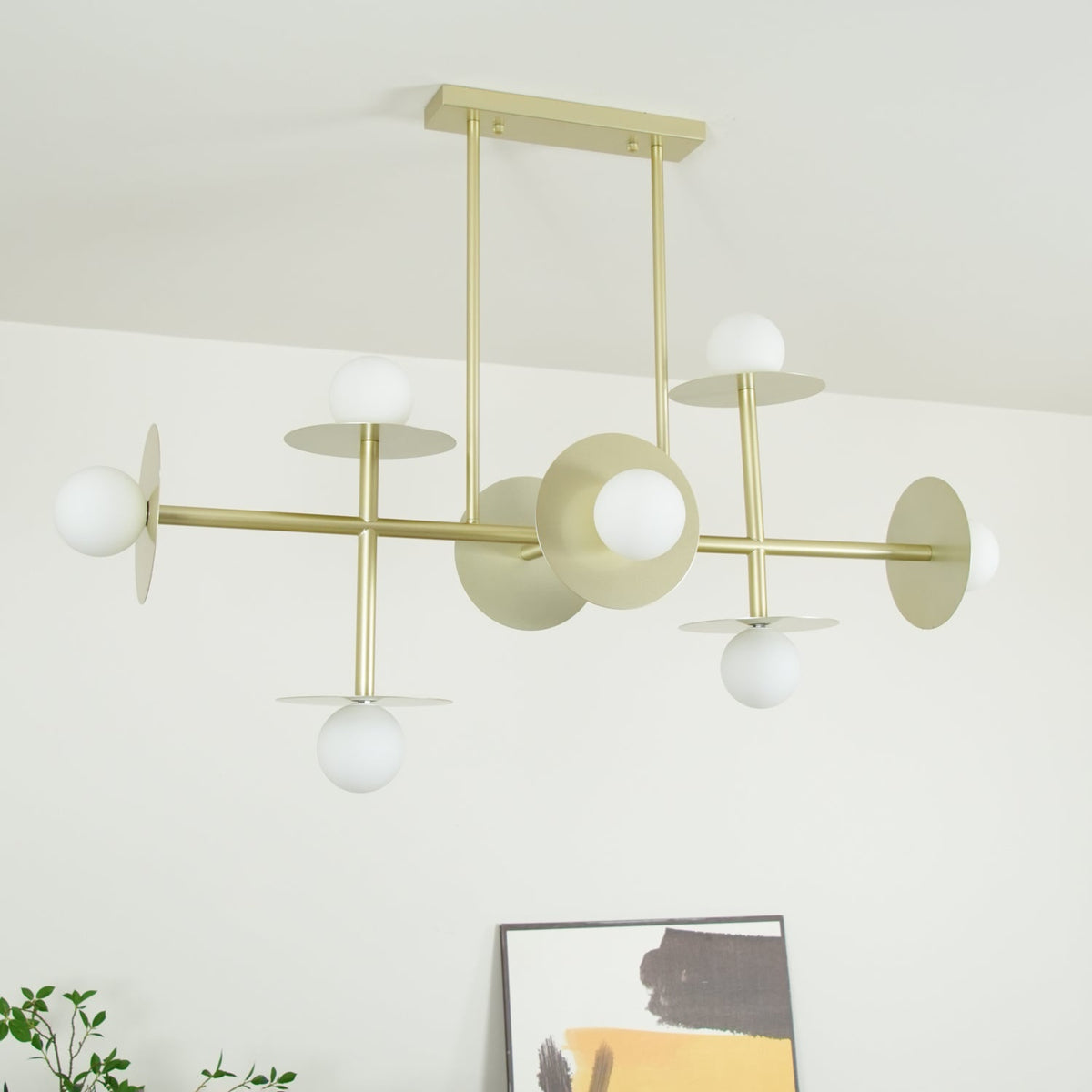 Celiissa Strada Kronleuchter aus Messing und Glas in geometrischer Form