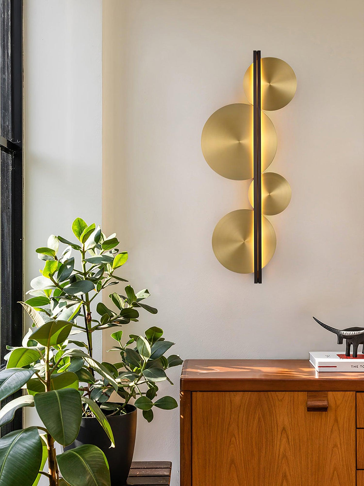 Oriivise Wandleuchte Gold runde Lampenschirme zentrale Stütze für Flur Wohnzimmer | Cielum