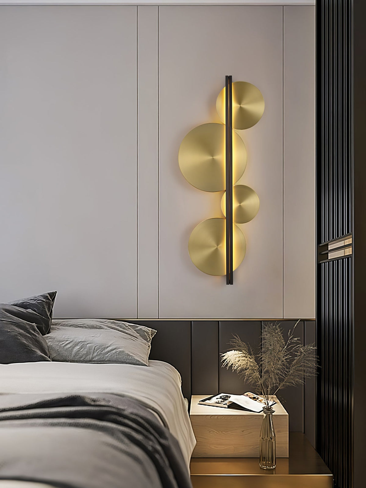 Oriivise Wandleuchte Gold runde Lampenschirme zentrale Stütze für Flur Wohnzimmer | Cielum