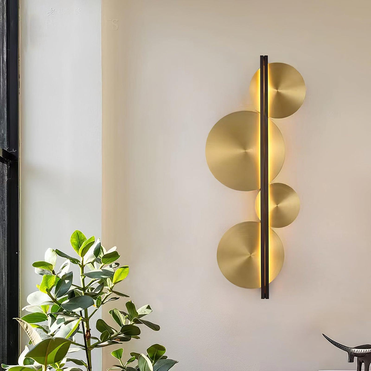 Oriivise Wandleuchte Gold runde Lampenschirme zentrale Stütze für Flur Wohnzimmer | Cielum