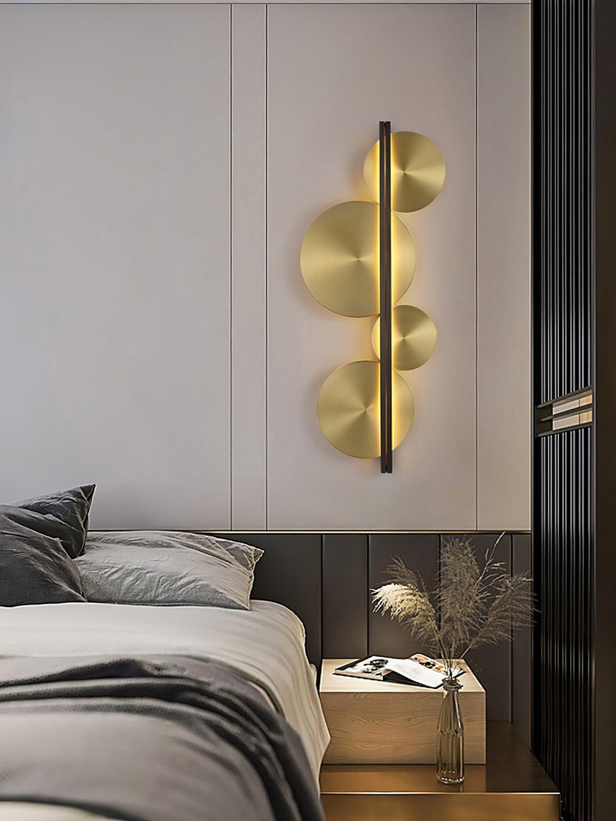 Oriivise Wandleuchte Gold runde Lampenschirme zentrale Stütze für Flur Wohnzimmer | Cielum