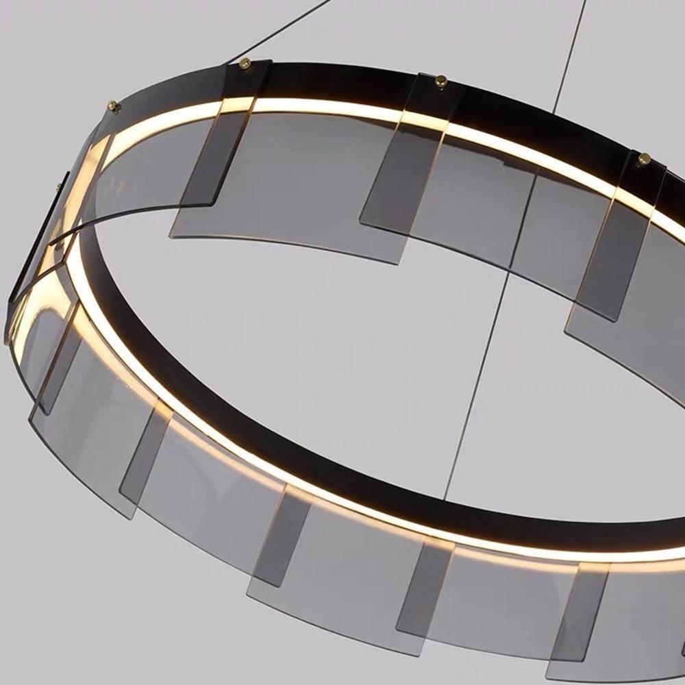 Eireriel Kronleuchter LED-Ring aus schwarzem Milchglas im modernen Stil