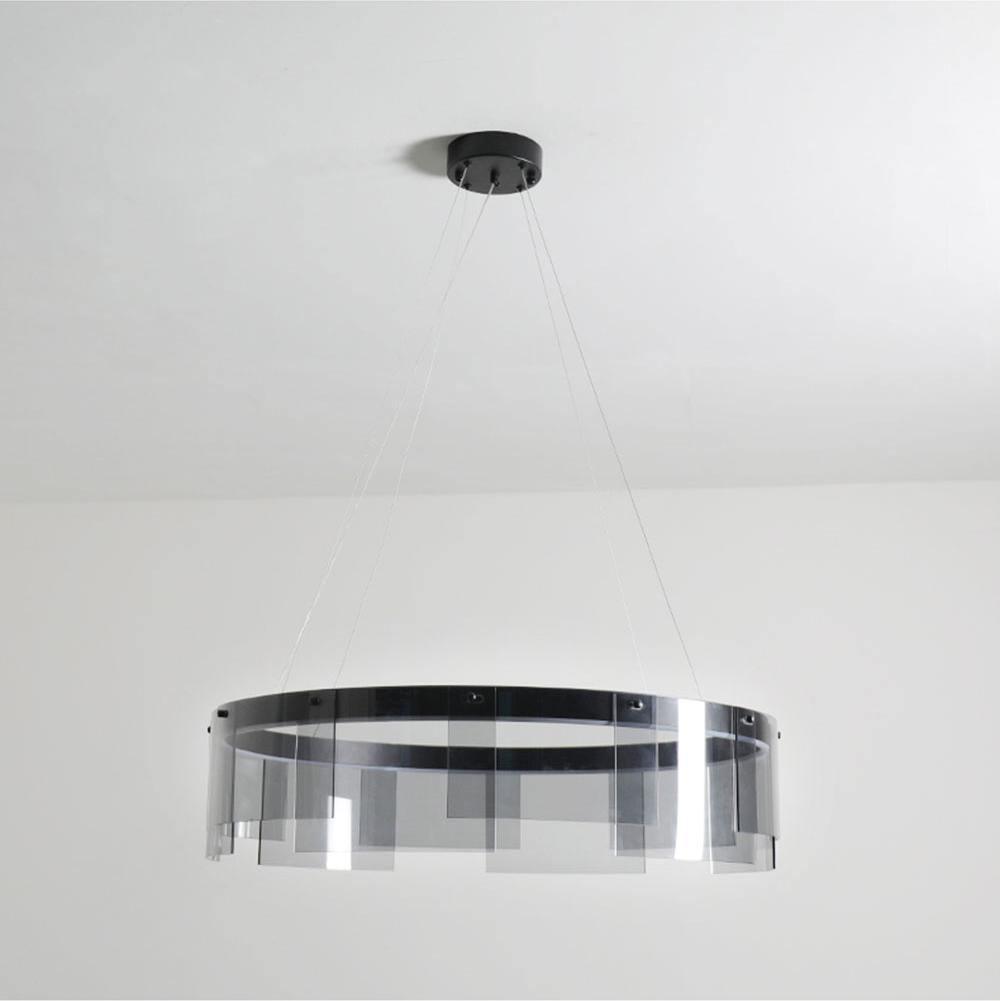 Eireriel Kronleuchter LED-Ring aus schwarzem Milchglas im modernen Stil