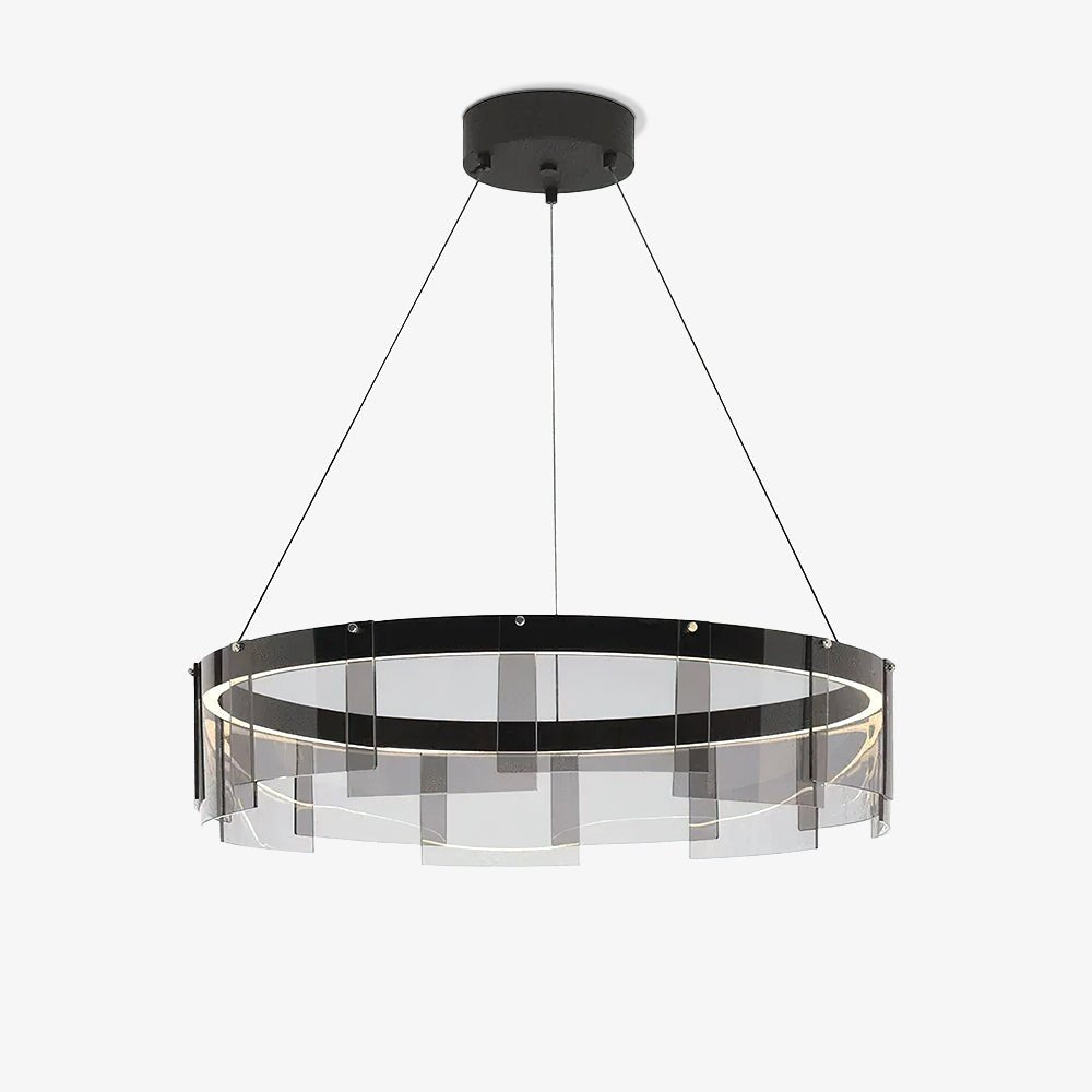 Eireriel Kronleuchter LED-Ring aus schwarzem Milchglas im modernen Stil