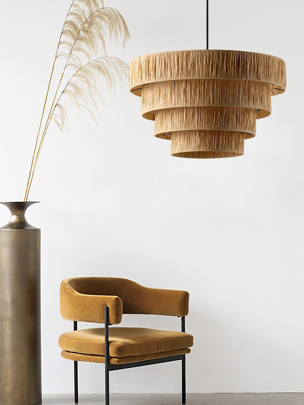Thyra Stroh-Pendelleuchte im traditionellen Retro-Stil