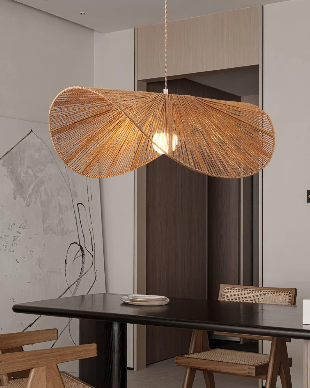 Canoeria Handgeflochtene Pendelleuchte aus natürlichem Rattan