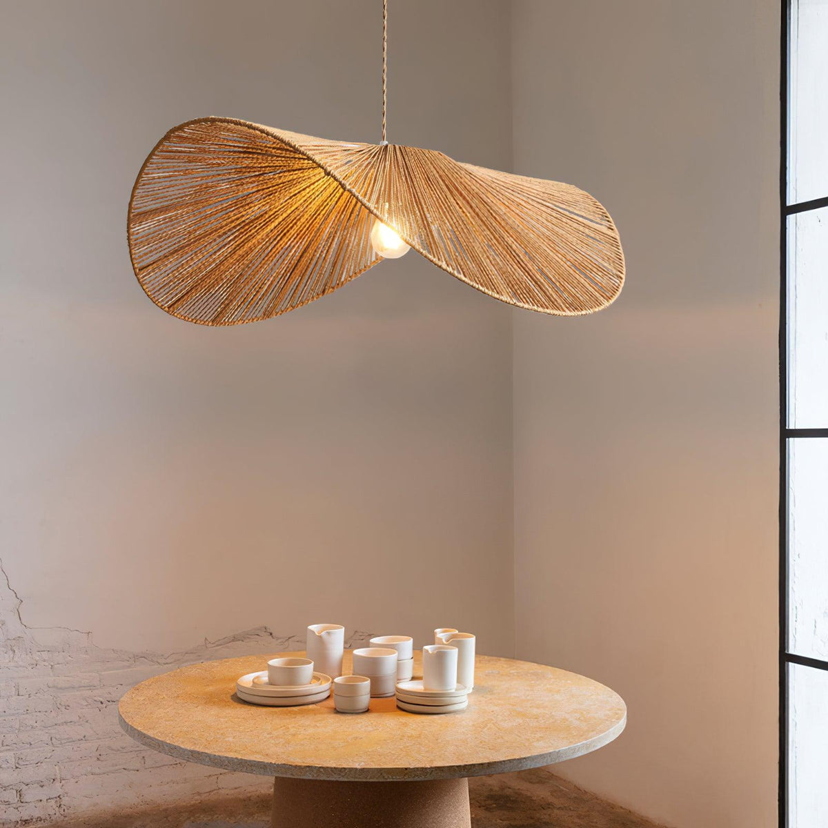 Canoeria Handgeflochtene Pendelleuchte aus natürlichem Rattan