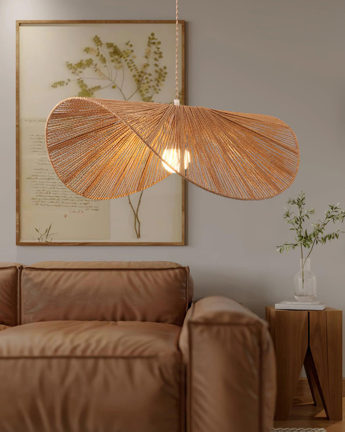 Canoeria Handgeflochtene Pendelleuchte aus natürlichem Rattan