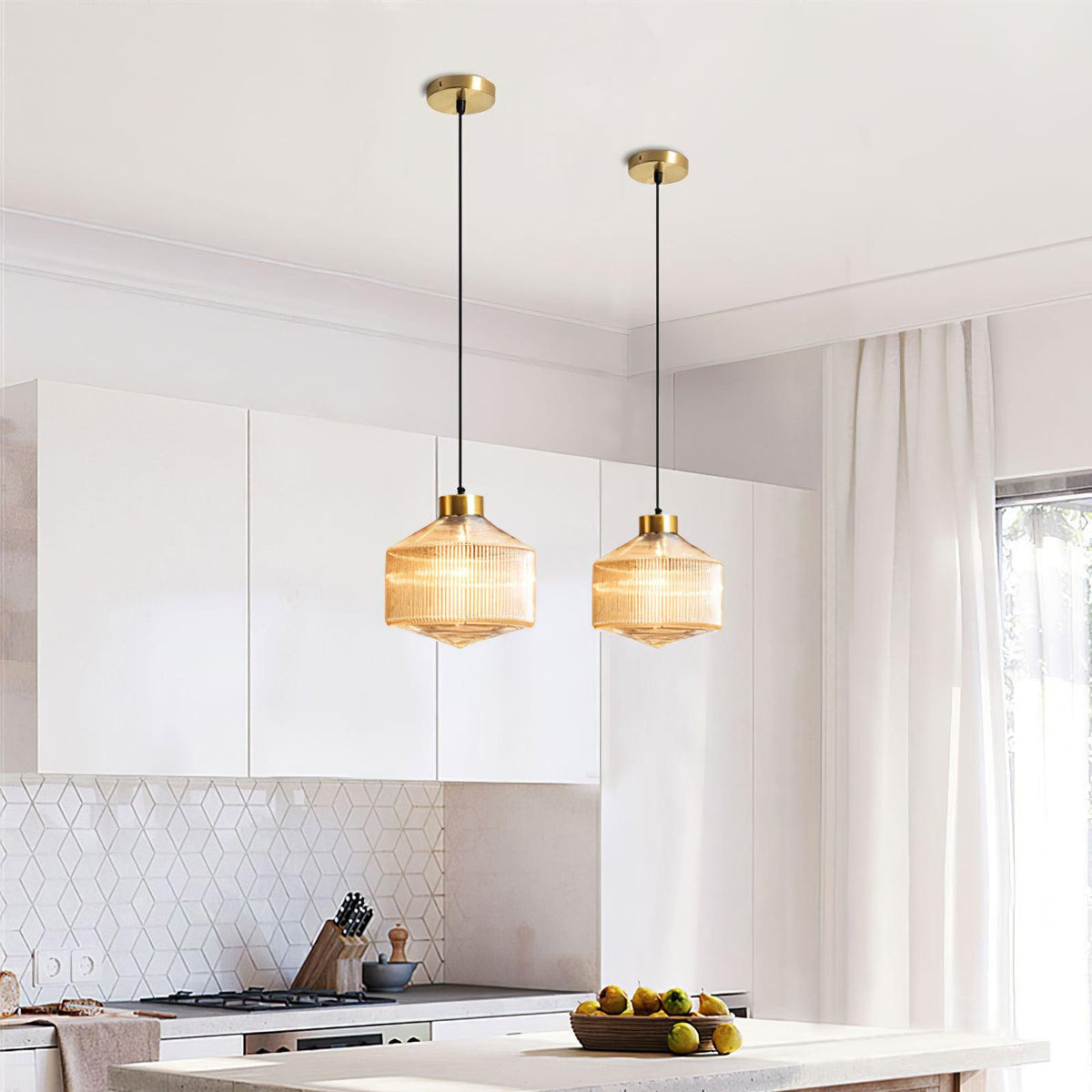 Velorarn Pendelleuchte aus Glas in Rauchgrau mit künstlerischem Design