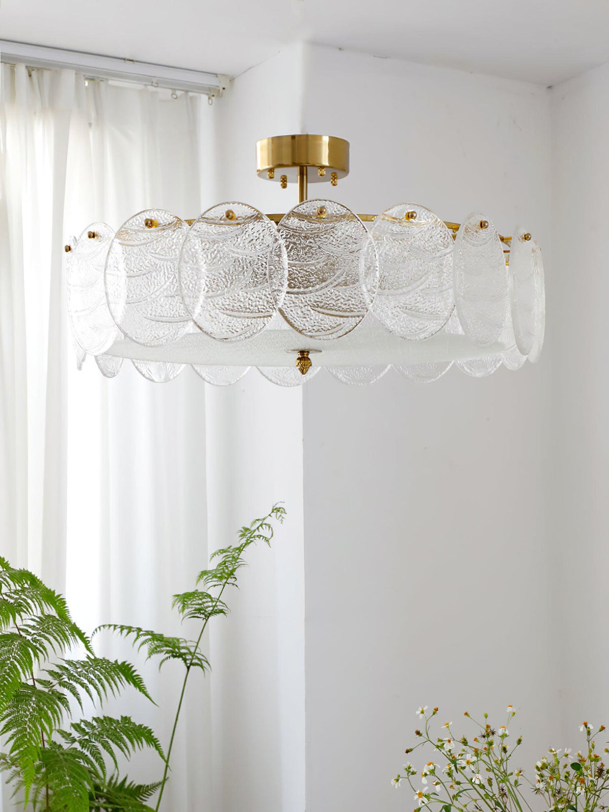 Velalaine Deckenleuchte mit Gold-Oberfläche und ribbed-Glas