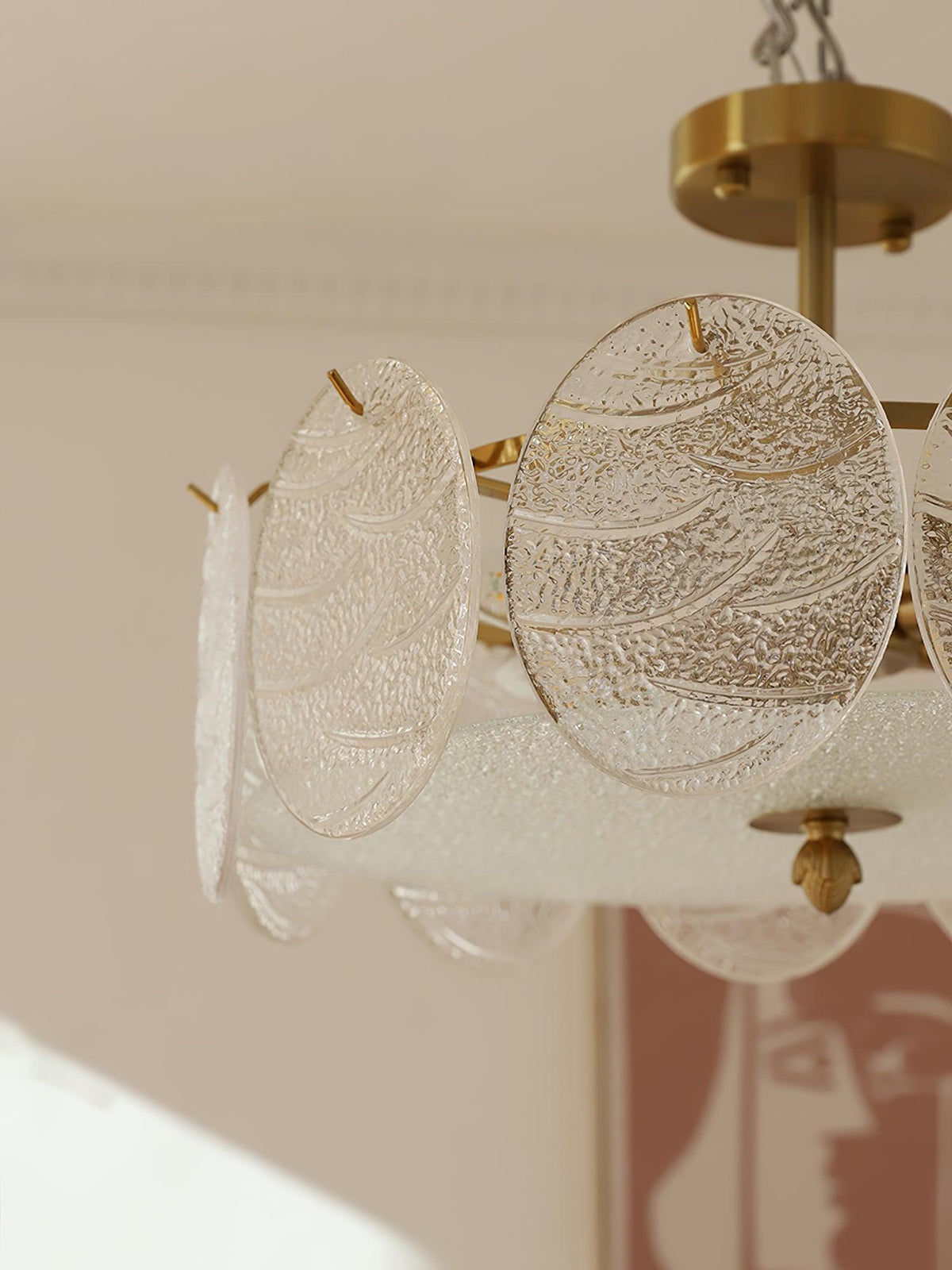 Velalaine Deckenleuchte mit Gold-Oberfläche und ribbed-Glas