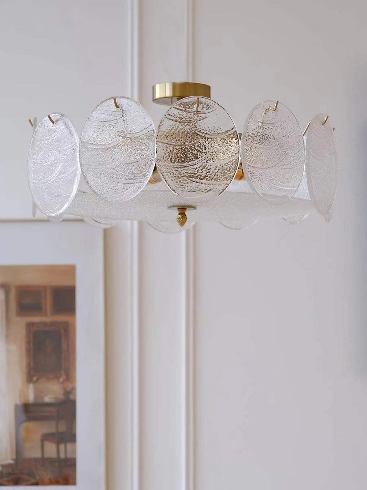 Velalaine Deckenleuchte mit Gold-Oberfläche und ribbed-Glas