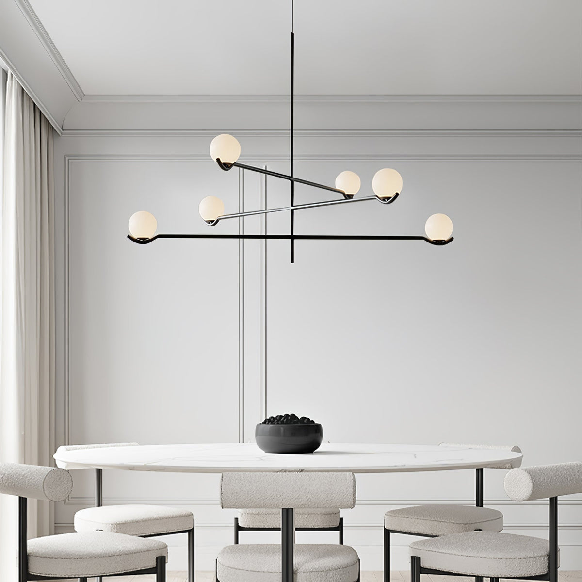 Elvian Kronleuchter Weiß Kugel Messing Minimalistisch