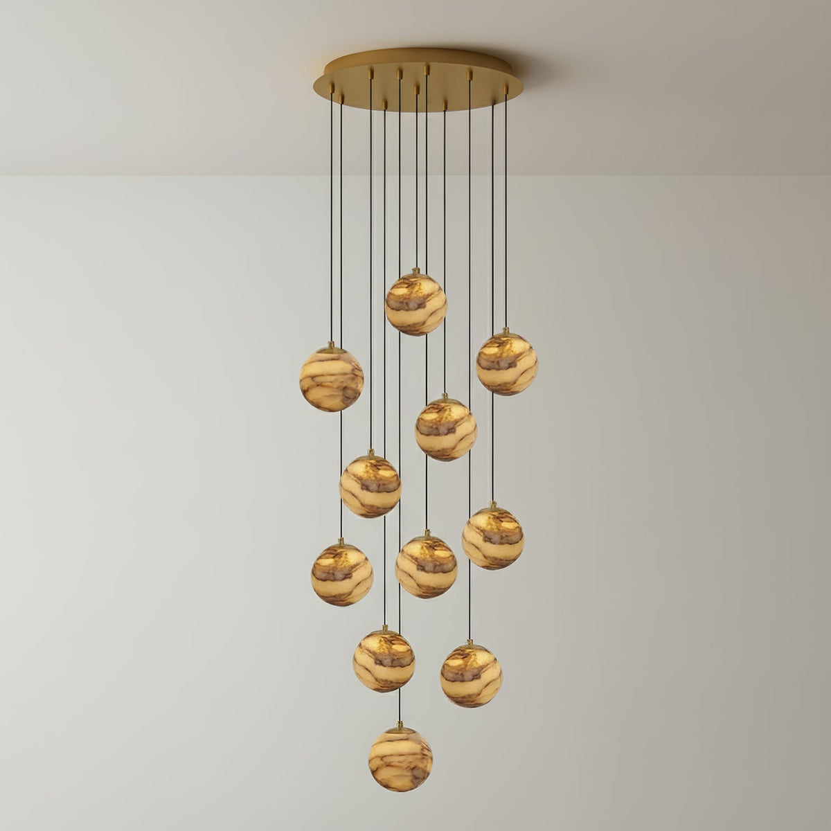 LUX Alabaster-Kronleuchter Cluster Treppenhaus