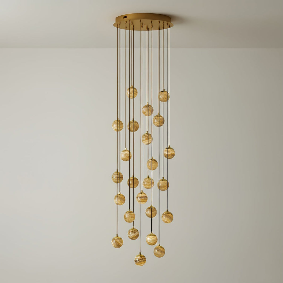 LUX Alabaster-Kronleuchter Cluster Treppenhaus