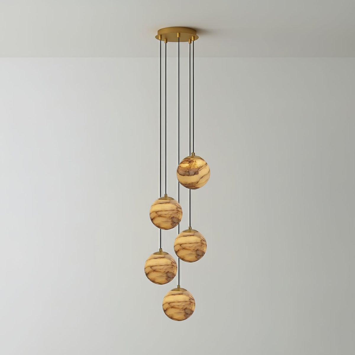 LUX Alabaster-Kronleuchter Cluster Treppenhaus