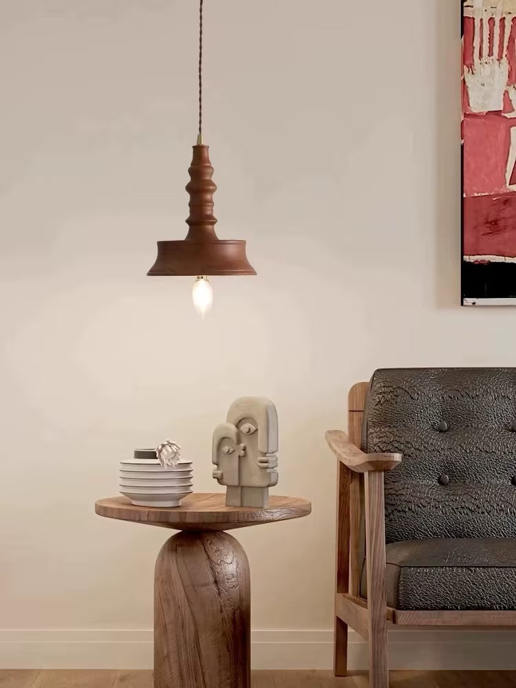 Tessira Pendelleuchte aus Holz im Industrie-Stil