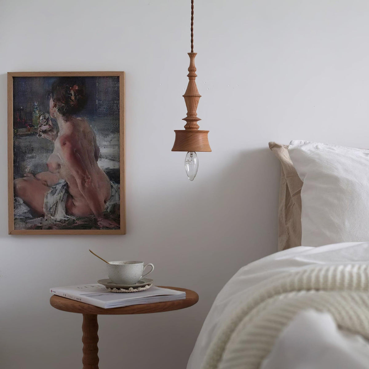 Tessira Pendelleuchte aus Holz im Industrie-Stil