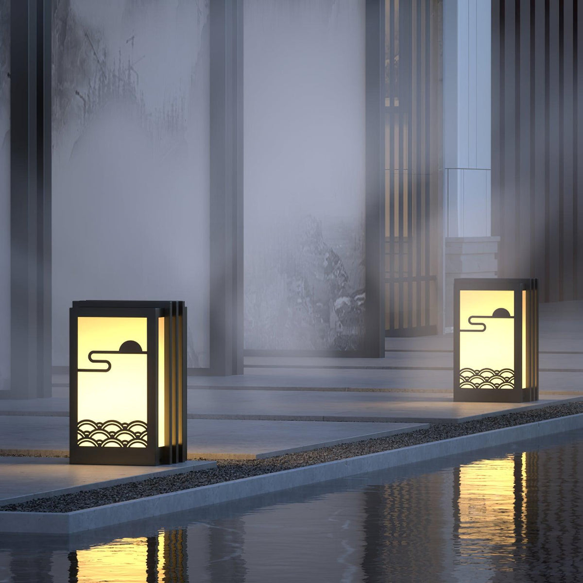 Rivenena Außenleuchte Rechteckig Sonnenaufgang-Muster Minimalistisch für Garten